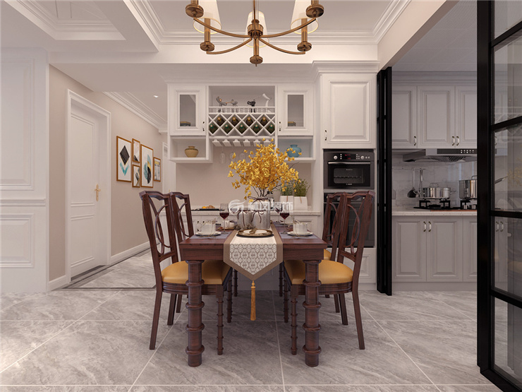 雅居樂花園134㎡美式風(fēng)格餐廳裝修效果圖