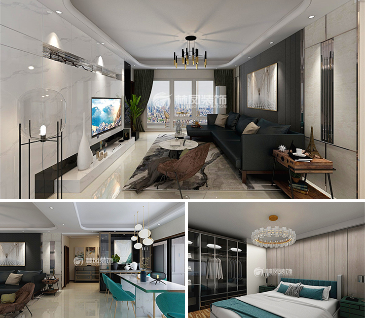 萬科圣豐翡翠之光125平現(xiàn)代風格裝修效果圖