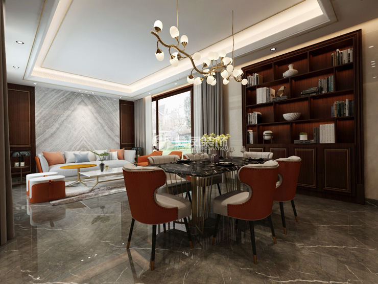 輕奢風格餐廳餐邊柜設計裝修效果圖