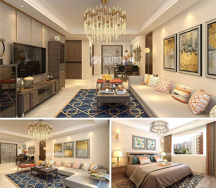 國(guó)瑞城135平港式風(fēng)格裝修效果圖