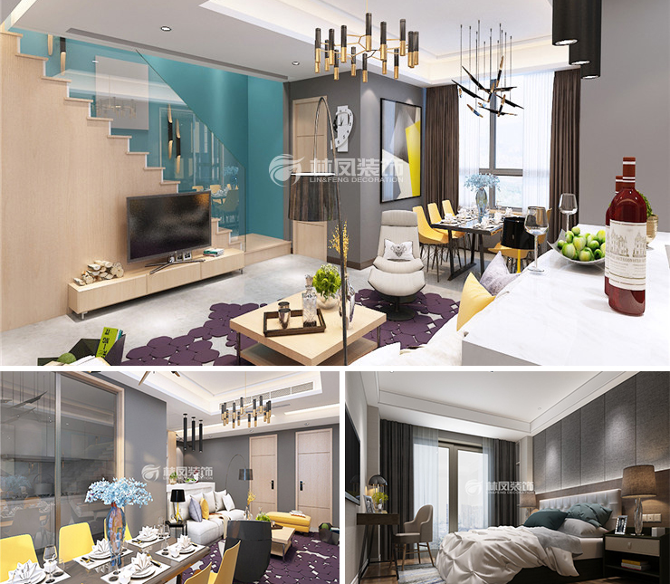 美的城160平現(xiàn)代風格裝修效果圖