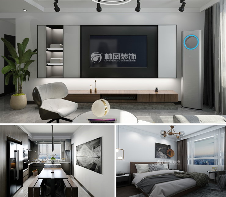 恒大雅苑120平現代風格裝修效果圖