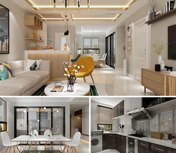 太湖明珠花園125平北歐風格裝修效果圖