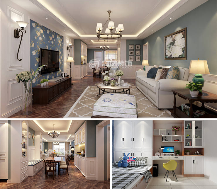 中糧花熙祥云140平美式風(fēng)格裝修效果圖