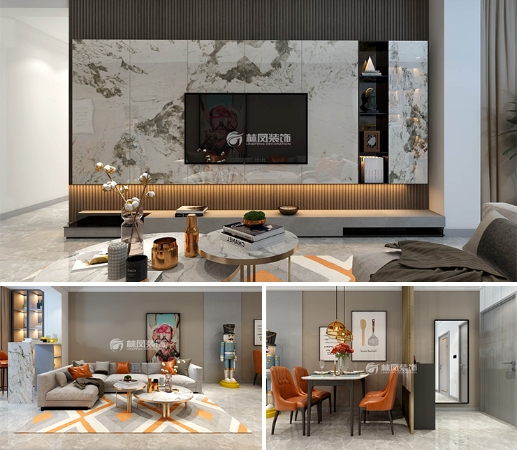 金科中南集美尚景120平輕奢風格裝修效果圖