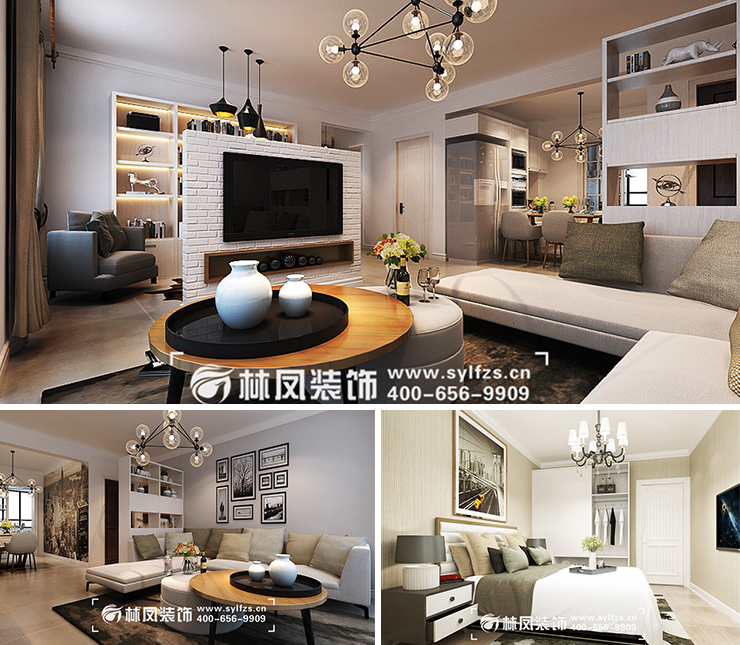 明華香峪蘭溪138平北歐風(fēng)格裝修效果圖