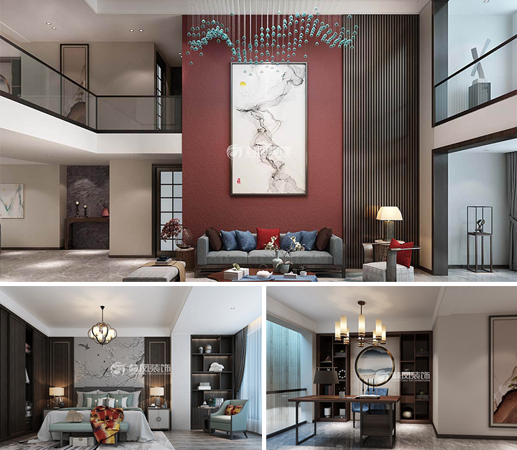 金地宸頌 360平 新中式風格裝修效果圖