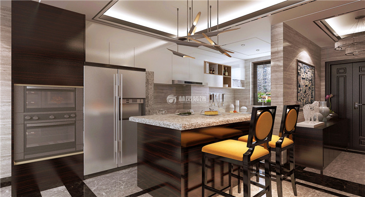 輕奢風格開放式廚房裝修效果圖