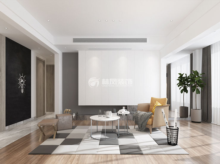 現(xiàn)代風格客廳黑板墻設計裝修效果圖