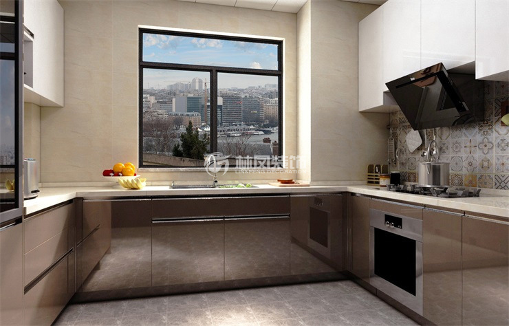 現(xiàn)代風格U型廚房裝修效果圖